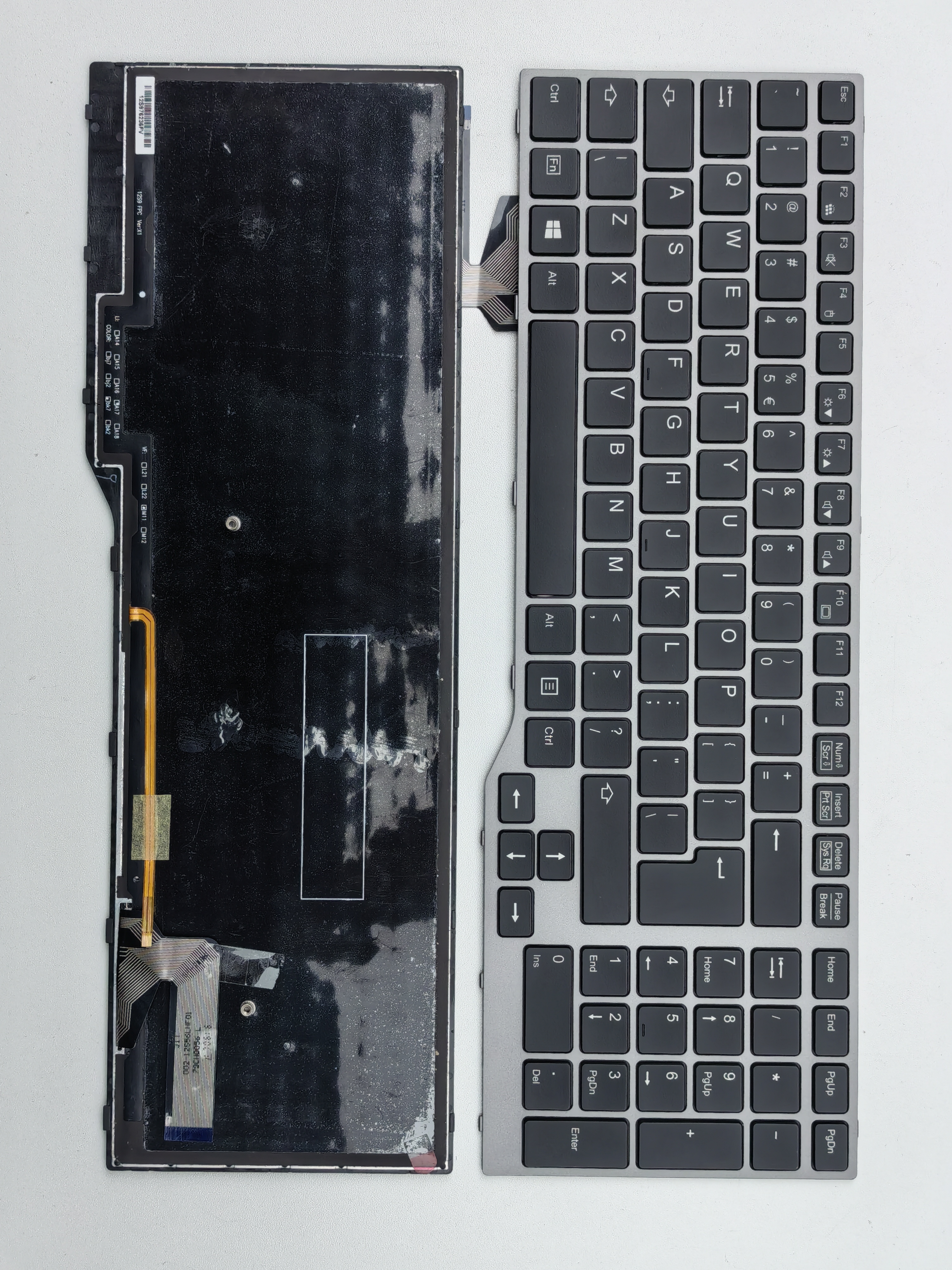 Picture of New Replacement Laptop Keyboard For FJU E753/E754/E756/E554/E556/E557 SILVER FRAME BLACK Backlit UI Layout